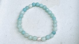 RELAX & SMILE Armband Amazonit 6 mm & Muschel Silber