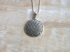 BLUME DES LEBENS Kette mit Anhänger 26 mm Silber