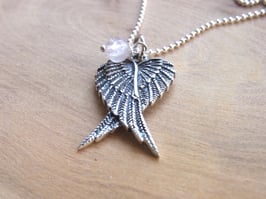 SCHUTZENGEL Kette Engelsflügel Rosenquarz