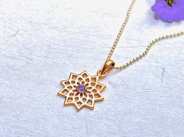 DIVINE LOTUS Kette Lotusblume Amethyst gold