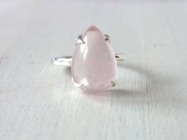 IN LOVE Ring Rosenquarz Cabochon Silber