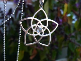 Kette Venusblume Regenbogen-Mondstein Silber