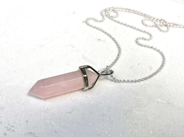 Kette Rosenquarz Pendel Silber