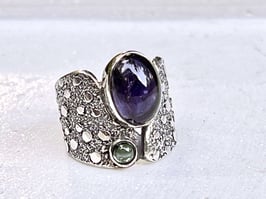 VISION OF SPIRIT Ring Iolith Turmalin Silber