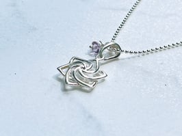 Kette Lotusblume mit Amethyst 925 Silber