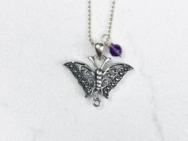 Kette Schmetterling Amethyst Silber