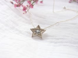 STARSEED Kette Stern Blautopas Silber