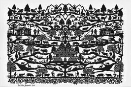 Scherenschnittkarte Berg und Tal