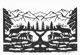 Scherenschnittkarte Hirsch