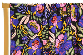 Viscose noire à fleurs violettes
