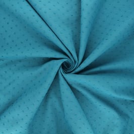 Voile de coton plumetis Bleu paon