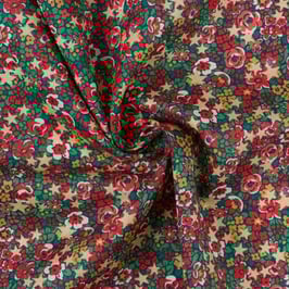 Tissu Liberty Fabrics Tana Lawn® Emma étoile - Rouge et Or - métallisé
