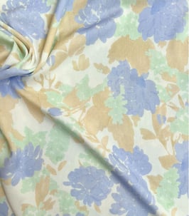 Viscose - Pivoines - Céleste