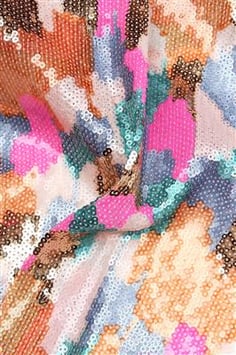 Tissu à paillettes multicolore