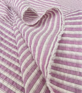 Tissu Coton rayures shiny - Parme