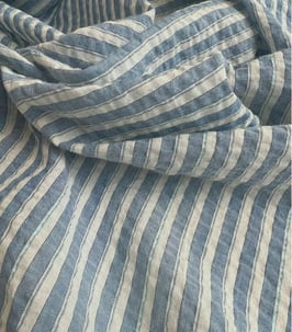 Tissu Coton rayures shiny - Céleste
