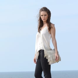 Luna leather fringebag crossbody - Ivory white
