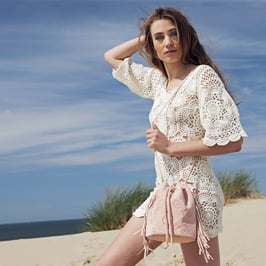 Carmen - Handmade pink suede western crossbody fringe bag with embroideries