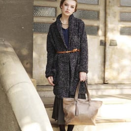 Paris - tan leather shopping tote with tassels