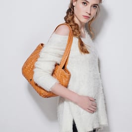 ALESSIA leather woven handbag - tan