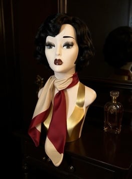 Foulard Satin - Beige/Rot