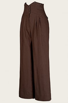 Emmy Design Miss-Fancy-Pants Slacks Hose - Braun Leinen (30er/40er Jahre Peaky Blinders Stil)