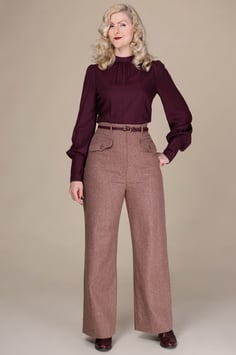 The Katharine Stardust Slacks - Dusty rose mélange (40er/70er Jahre Stil)