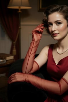 Handschuhe transparent lang - Rot