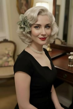 Vintage Inspired Monroe Velvet Blumen Haarclip (50er Jahre Vintage Stil)