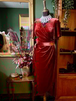 Velvet Dress - Vintage Rust