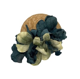 Vintage Inspired Fascinator - Natural /  Grün & Blaue  Blumen