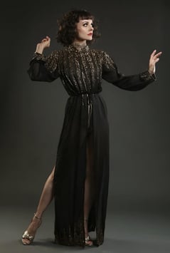 Art Deco Mantelkleid - Schwarz/Gold