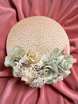 Fascinator - Natural/Mint/Rosa Bow