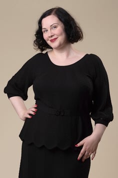 The Deco Darling Top, Black (30er Jahre Stil)