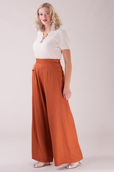Playful Palazzo Pants Hosen - Zimt Leinen