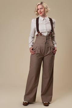 The Miss Fancy Pants Slacks, Sporty Art Deco weave. Brown (30er/40er Jahre Stil)