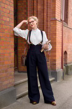 Emmy Design Miss-Fancy-Pants Slacks Hose - Navy (30er/40er Jahre Peaky Blinders Stil)