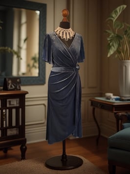Velvet Dress - Vintage Blue
