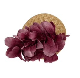 Vintage Inspired Fascinator - Natural /  Dunkelrosa  Blumen