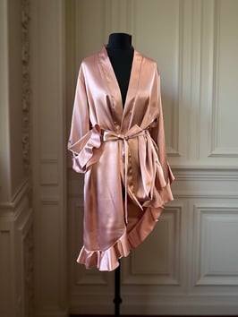 Boudoir Satin Morgenmantel - Altrosa