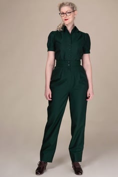 The Hepper Hepburn Slacks - Bottle green