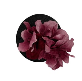 Vintage Inspired Fascinator - Schwarz / Dunkelrosa Blumen