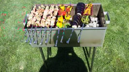 Holzkohle Grill für Schaschlik aus 2mm V2a Blech