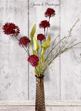 Botte de 6 petits chardons couleur cerise