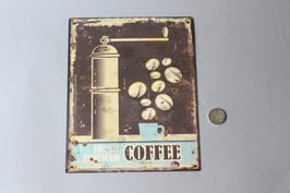 "Fresh brewed coffee" Schild Türschild Café / information door sign metal