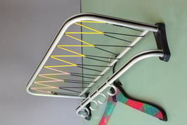 NOS Kleine Hutablage Mid Century silber schwarz gelb / coat rack Vintage 50s 60s