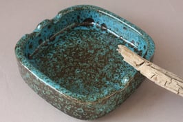 Großer Fat Lava Vintage Aschenbecher türkis Keramik 70s | large West German Pottery ceramic ashtray turquoise Retro