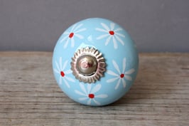 Griff Keramik blau Blume / cabinet pull blue floral