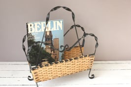 Rattan Zeitungsständer Boho /  bamboo wicker newspaper stand Vintage