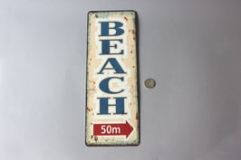 "Beach 50m" Schild Türschild Strand / information door sign metal